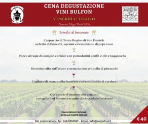 Cena degustazione vini Bulfon
