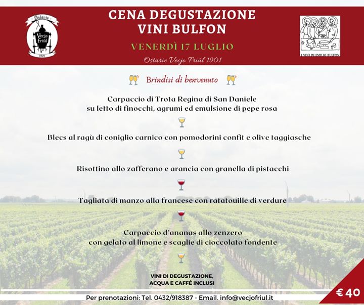 Cena degustazione vini Bulfon - EventiFVG.it