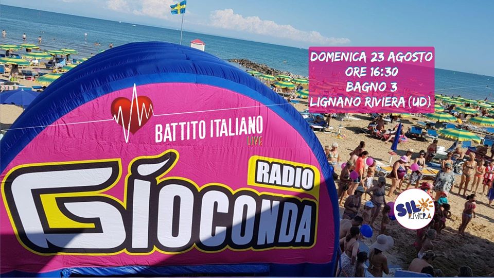 Domenica pomeriggio 23 agosto dalle 16:30 dal Bagno 3 di Lignano Riviera pulsa il cuore di Battito Italiano LIVE