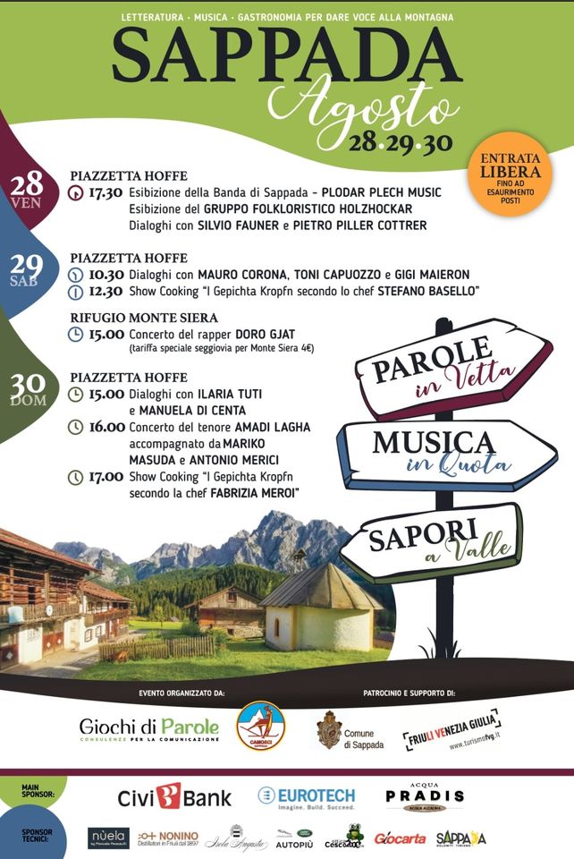 Parole in vetta, musica in quota e sapori a valle - A Sappada la prima edizione di Parole in vetta, musica in quota e sapori a valle