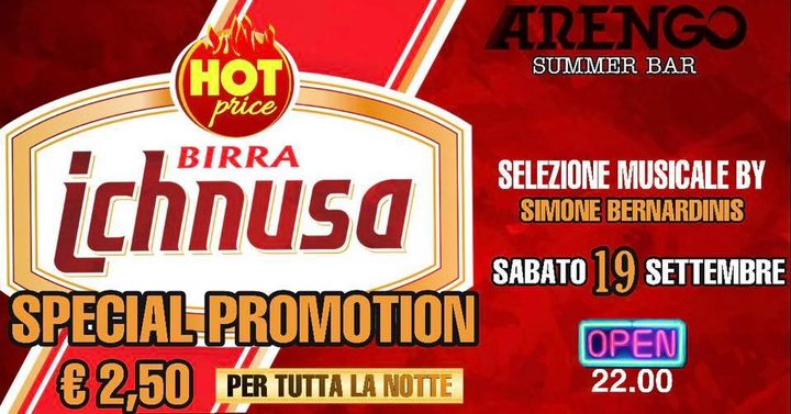 ICHNUSA PARTY/ SABATO 19 SETTEMBRE/ ARENGO SUMMER BAR - EventiFVG.it