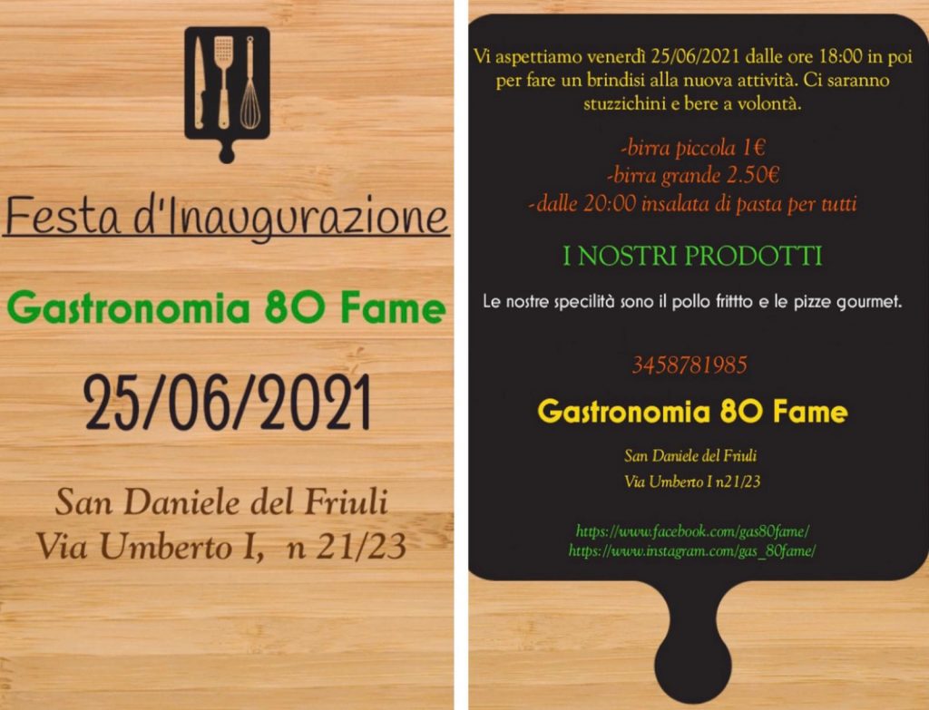 Inaugurazione Gastronomia 80 Fame - EventiFVG.it