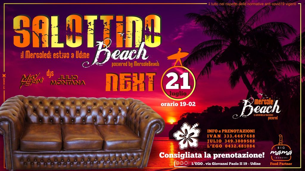 Mercolebeach presenta Mer. 21/7 ✩✭ SALOTTINO BEACH ✭✩ - EventiFVG.it
