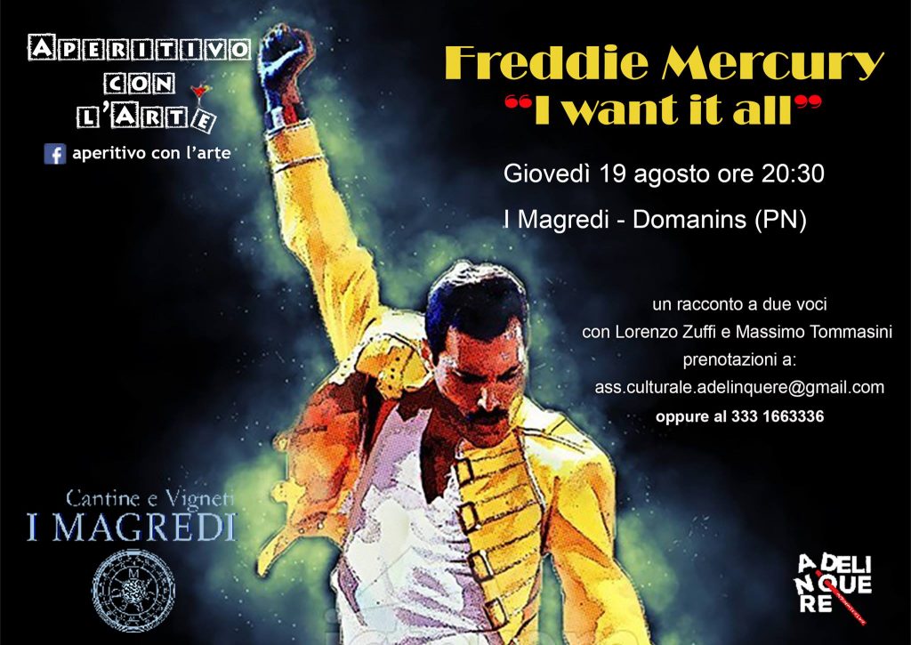 Aperitivo con l'Arte - Freddie Mercury - Nuova Data - EventiFVG.it