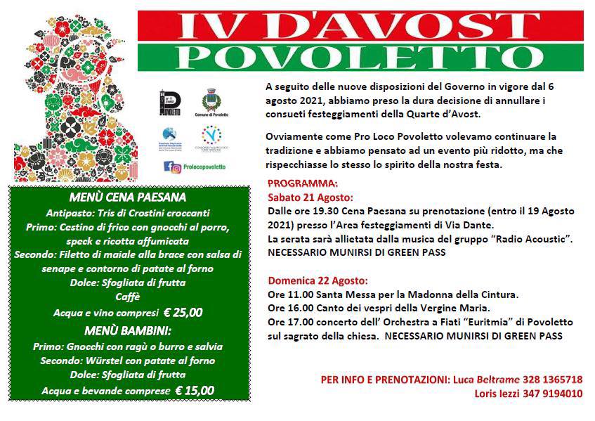 QUARTE D’AVOST 2021 a Povoletto - EventiFVG.it