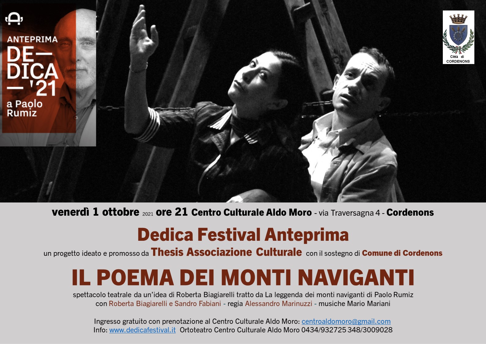 A Cordenons Dedica Festival Anteprima IL POEMA DEI MONTI NAVIGANTI - EventiFVG.it