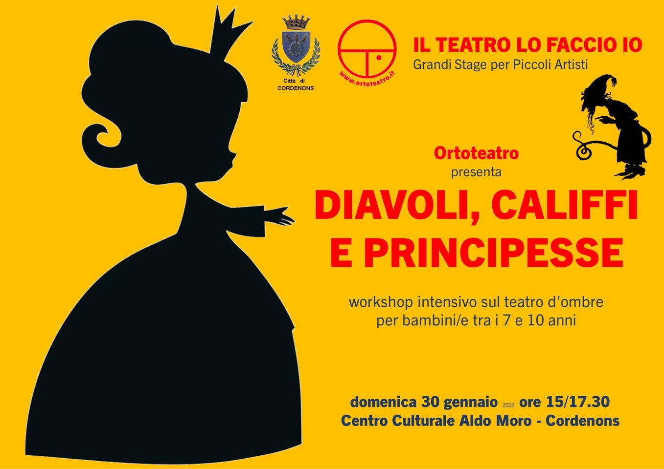 DIAVOLI, CALIFFI E PRINCIPESSE workshop sul teatro d’ombre per bambini/e tra i 7 e 10 anni
