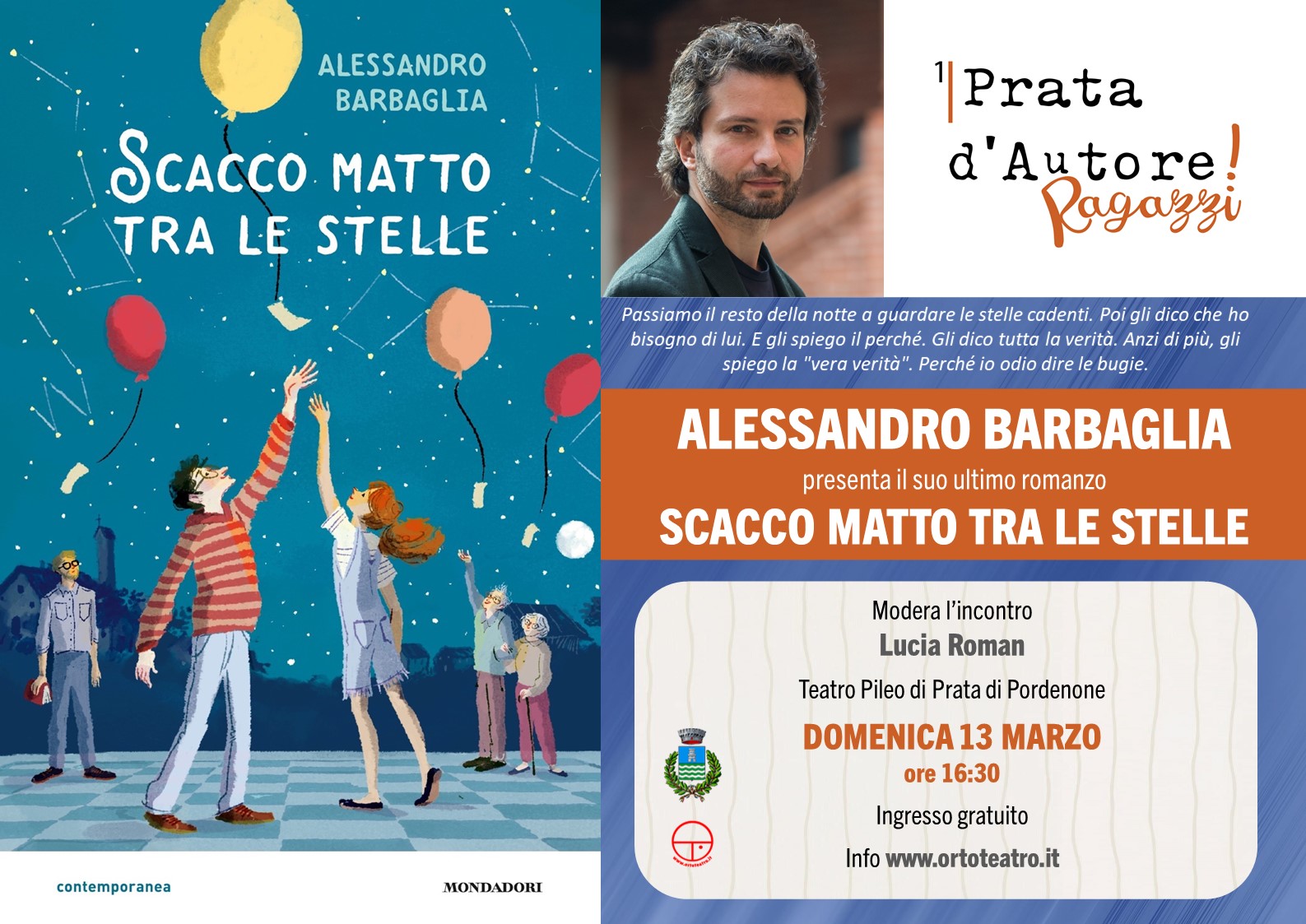 A Prata d’Autore Ragazzi Alessandro Barbaglia presenta Scacco matto tra le stelle