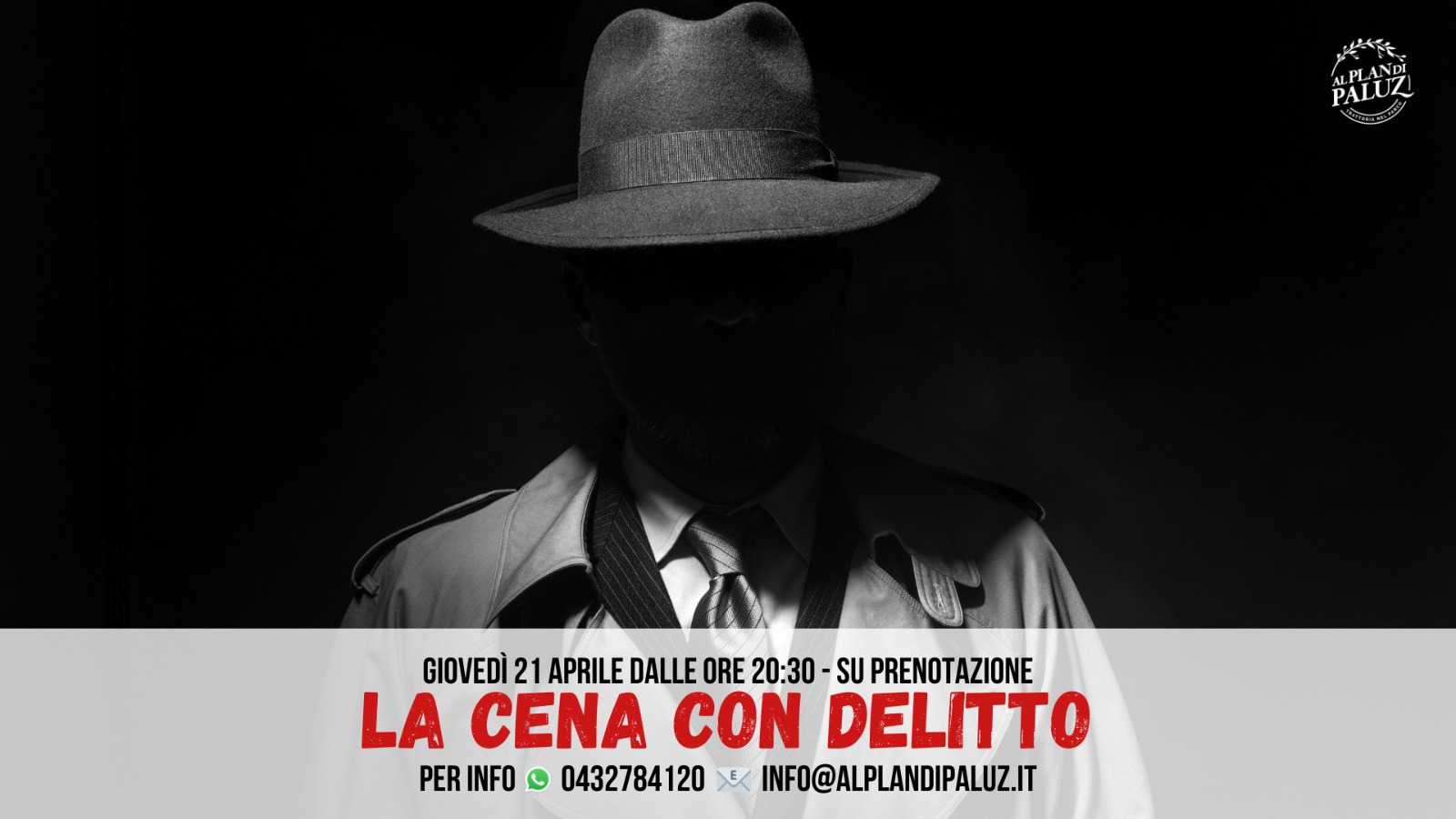 CENA con DELITTO - 21 Aprile al Plan di Paluz