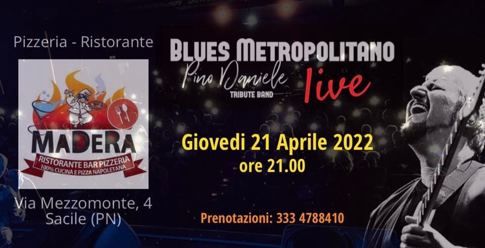 Blues Metropolitano, tributo a Pino Daniele live alla pizzeria Madera