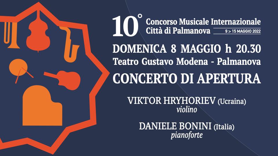 CONCERTO DI APERTURA, VIKTOR YRYHORIEV (Ucraina) violino, DANIELE BONINI (Italia) pianoforte