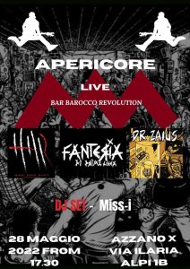 APERICORE / Fanteria di prima linea + Hop hop riot + Dr. Zaius APERICORE / Fanteria di prima linea + Hop hop riot + Dr. Zaius
