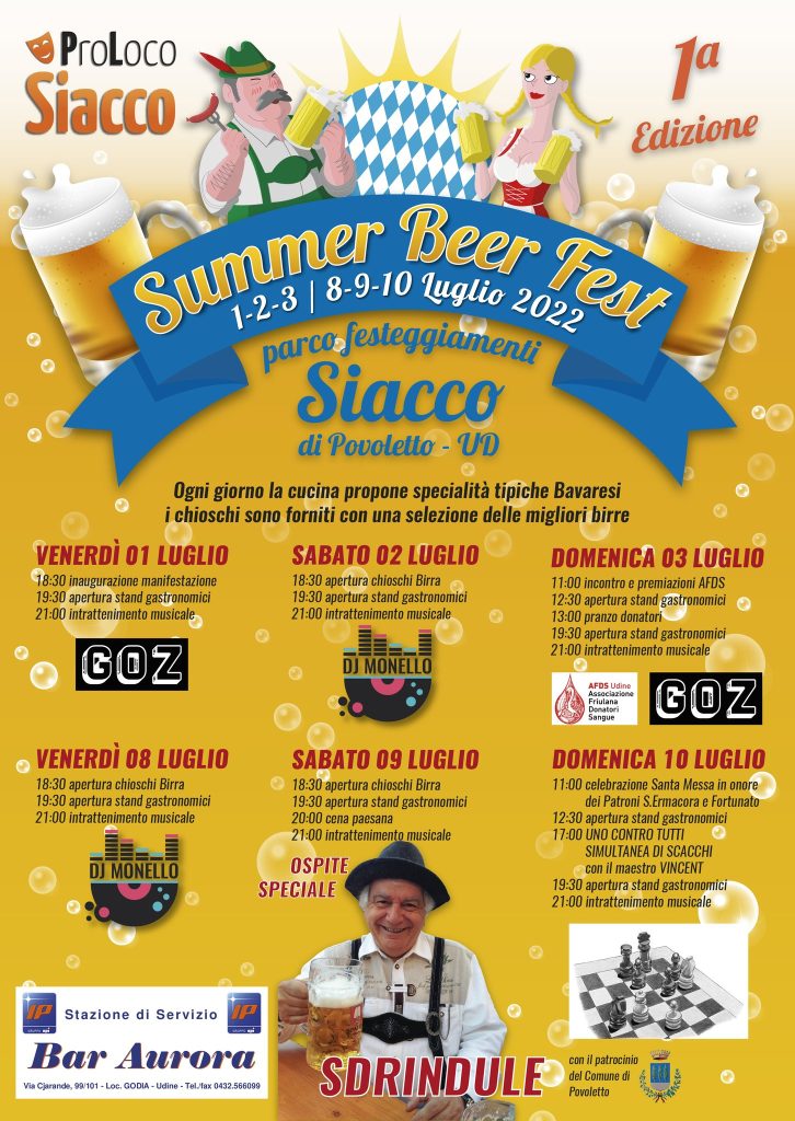 Summer Beer Fest, Siacco, Povoletto, Programma