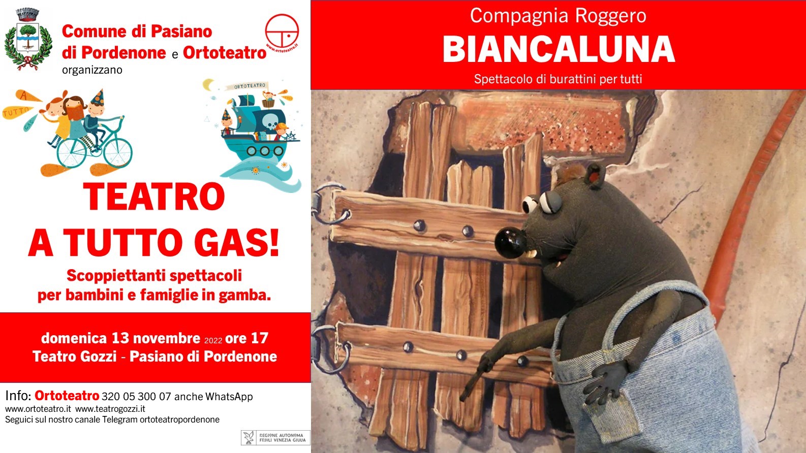 BIANCALUNA Spettacolo per bambini e famiglie con burattini, marionette, pupazzo e attore