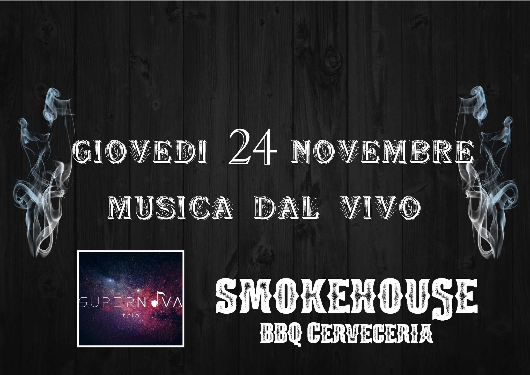 Musica dal Vivo in SmokeHouse BBQ Cerveceria - SUPERNOVA trio