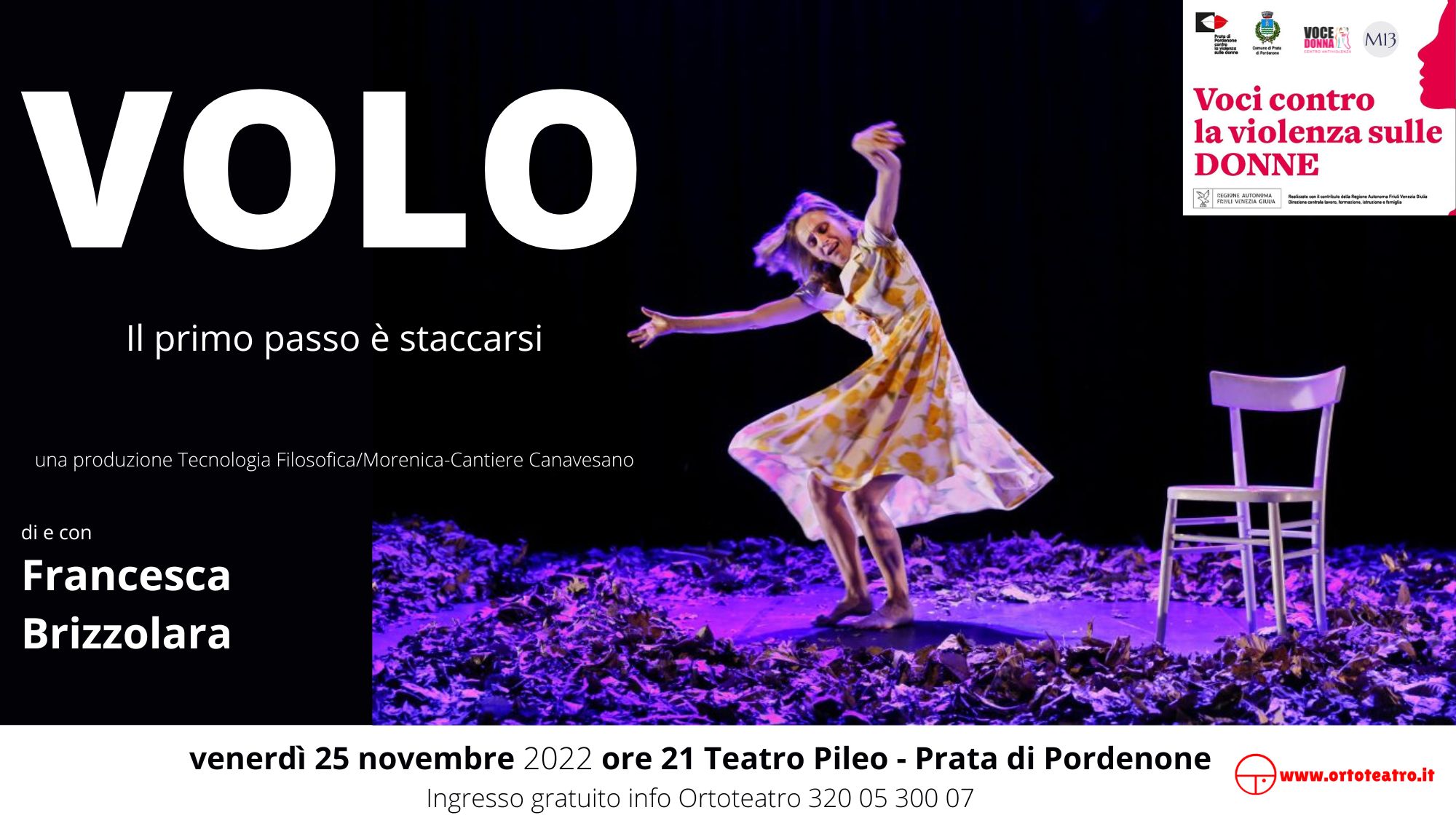 Voci contro la violenza sulle DONNE Spettacolo teatrale VOLO. IL PRIMO PASSO È STACCARSI - Voci contro la violenza sulle DONNE Spettacolo teatrale VOLO. IL PRIMO PASSO È STACCARSI