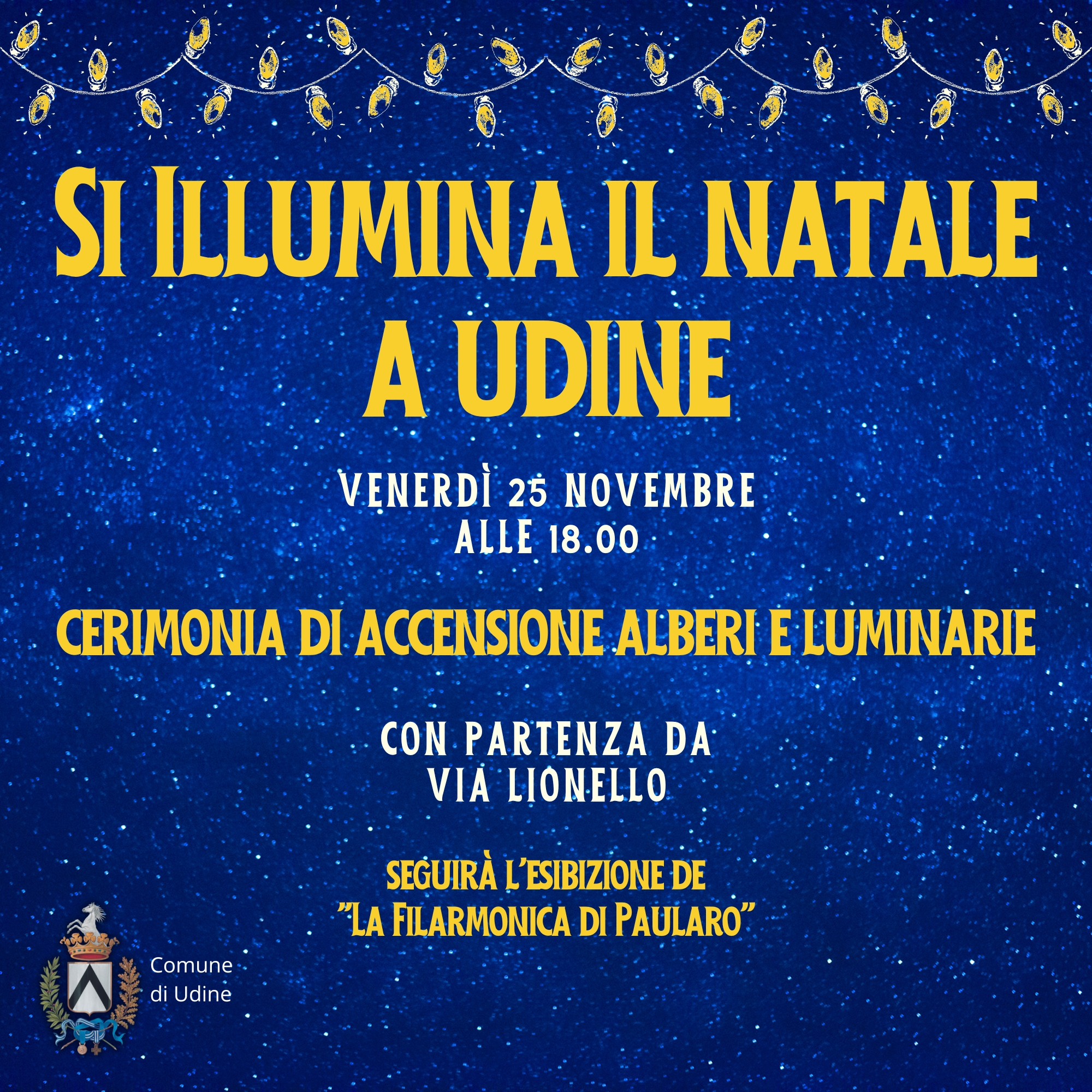 Accensione degli alberi e delle luminarie natalizie a Udine
