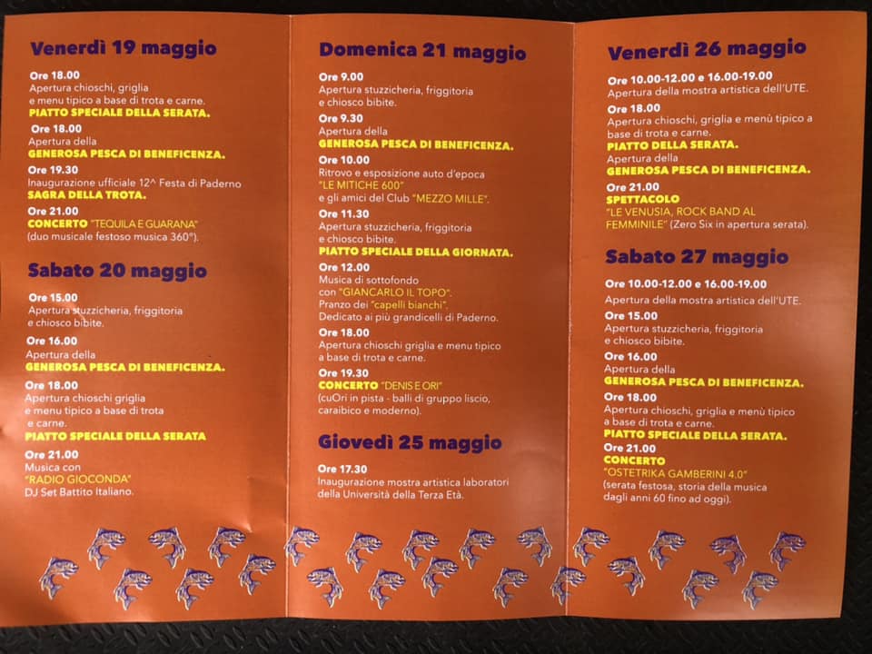 12^festa di Paderno, Sagra della trota, Udine, Radio Gioconda, Battito Italiano 
