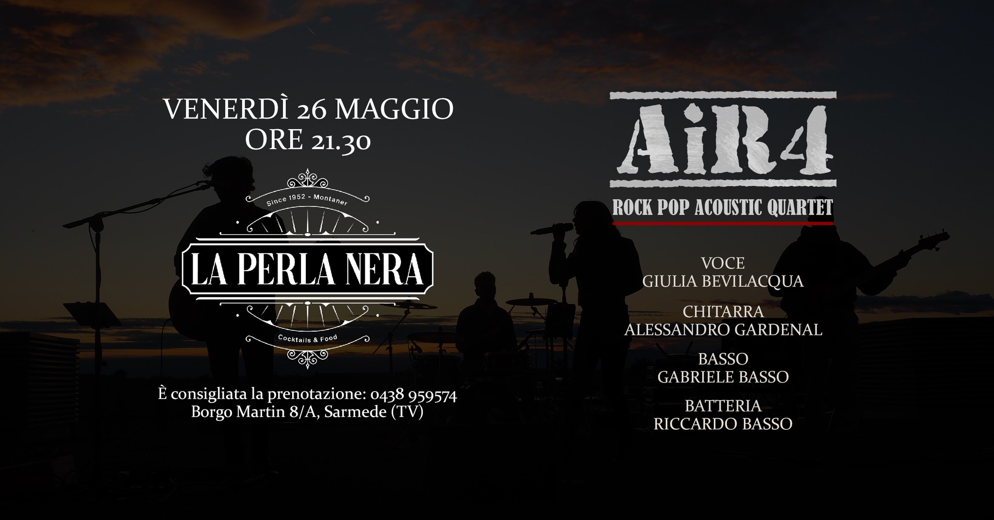 AiR4 Acoustic Quartet@live La Perla Nera - Montaner di Sarmede (TV) - EventiFVG.it