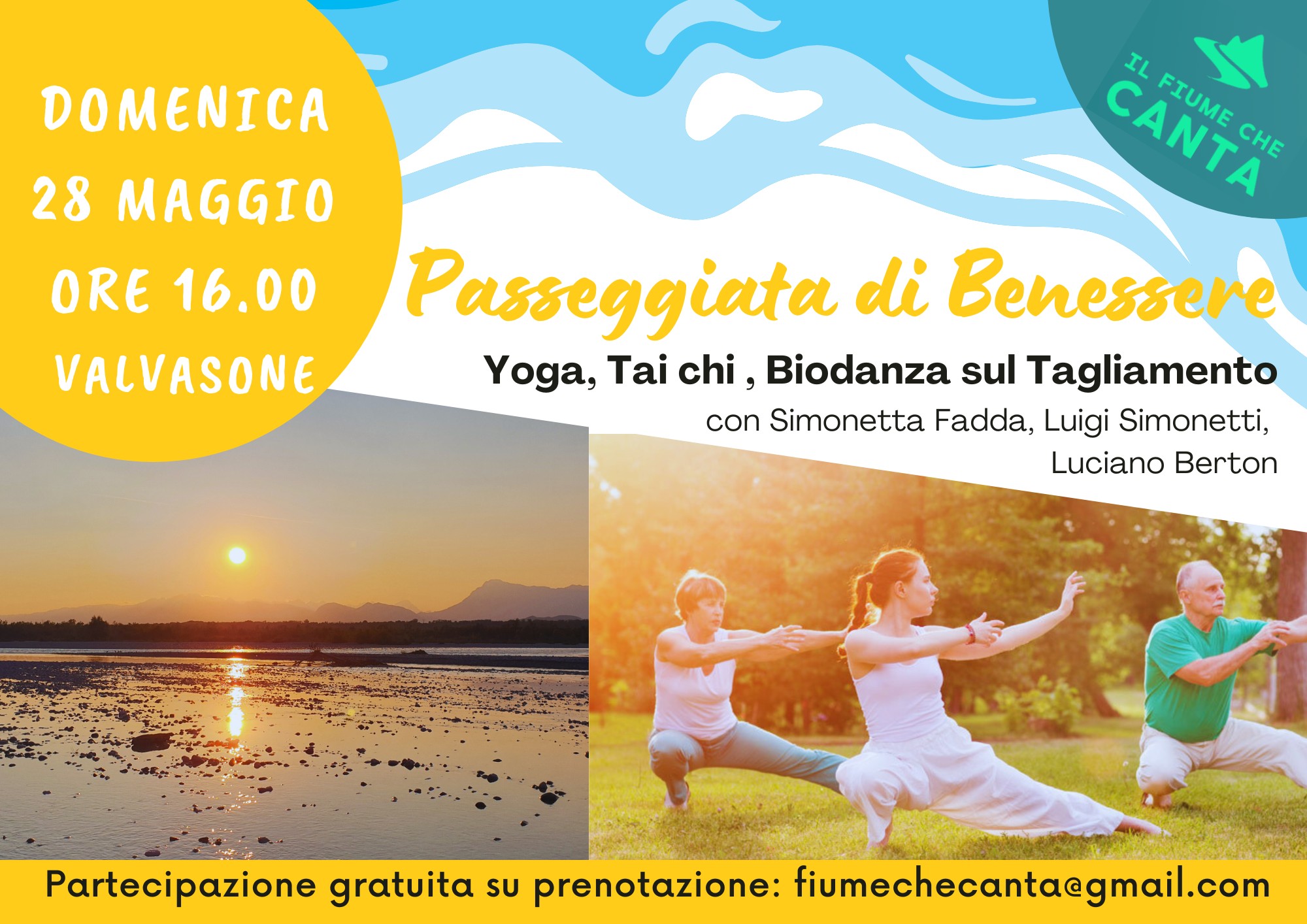 PASSEGGIATA DI BENESSERE - Yoga, Tai Chi, Biodanza sul Tagliamento - PASSEGGIATA DI BENESSERE - Yoga, Tai Chi, Biodanza sul Tagliamento - EventiFVG.it