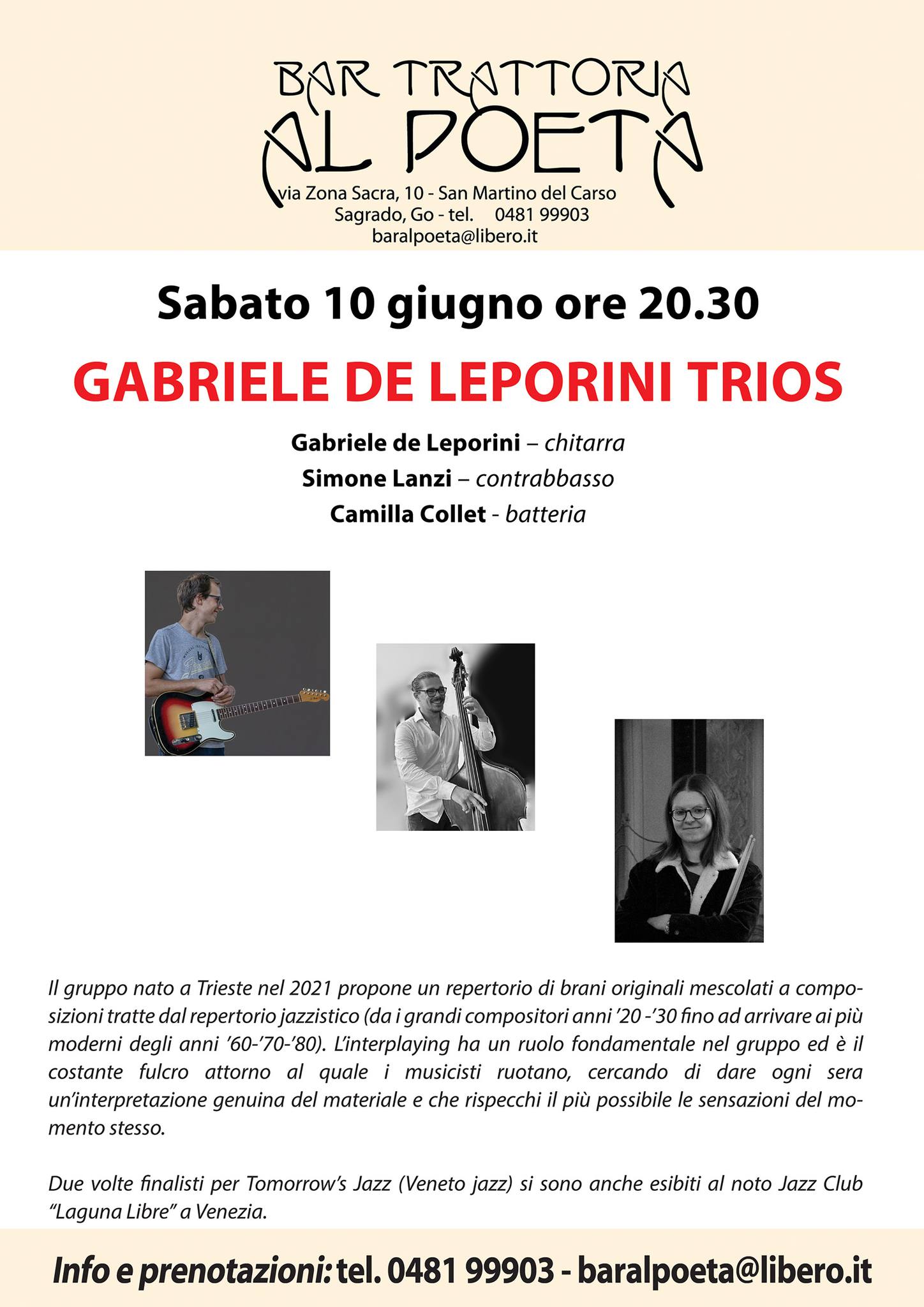 Gabriele de Leporini Trios - Gabriele de Leporini Trios - EventiFVG.it