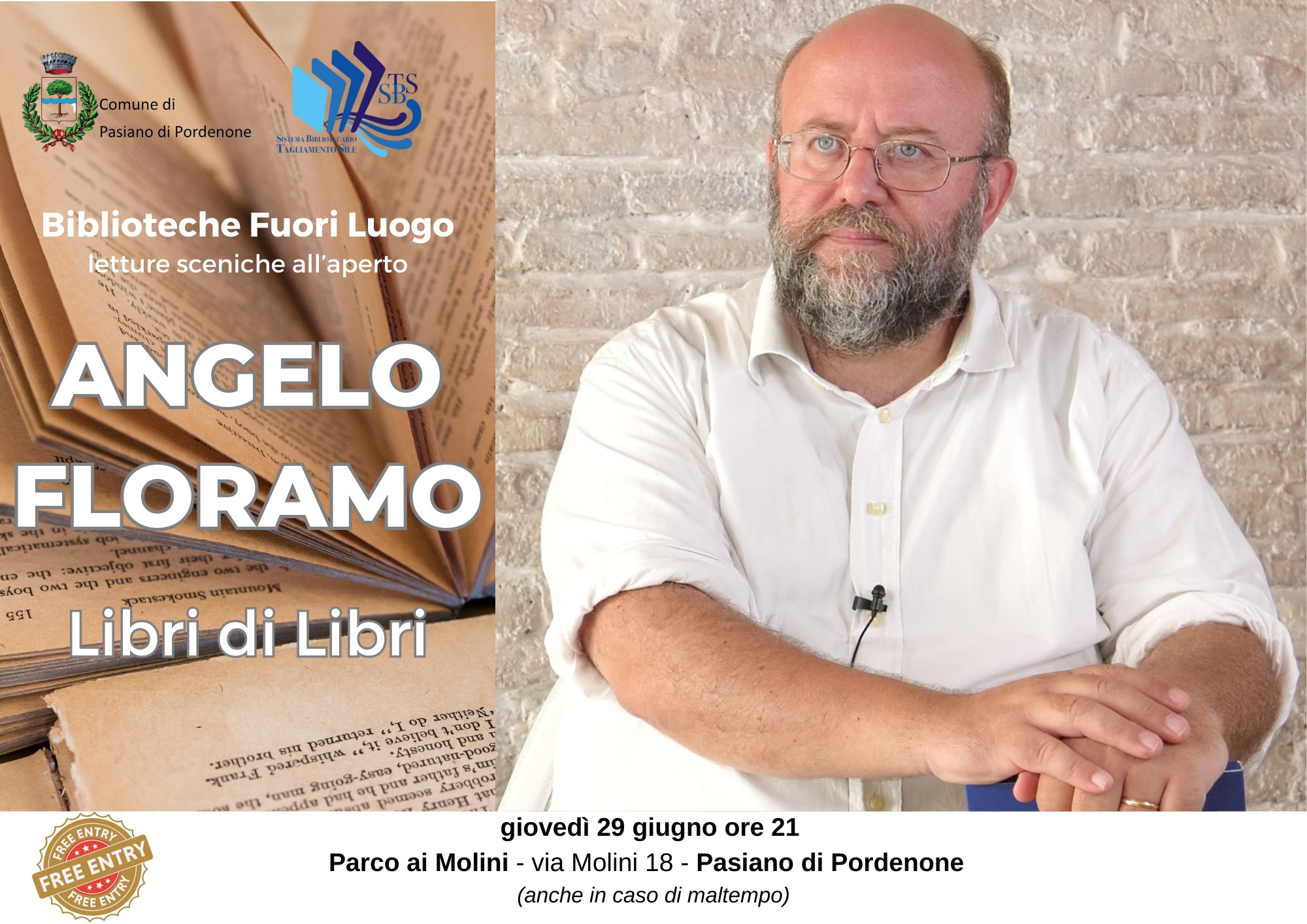 A Pasiano di Pordenone Biblioteche Fuori Luogo con Angelo Floramo - A Pasiano di Pordenone Biblioteche Fuori Luogo con Angelo Floramo - EventiFVG.it