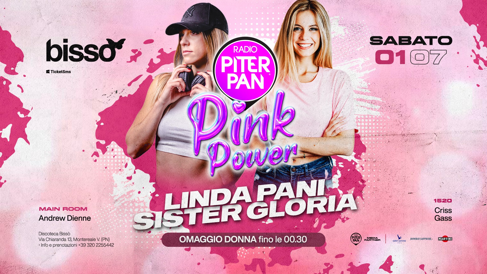 Piterpan PINK POWER con LINDA PANI e SISTER GLORIA • Ingresso OMAGGIO DONNA fino le 00.30 • Bissò - EventiFVG.it