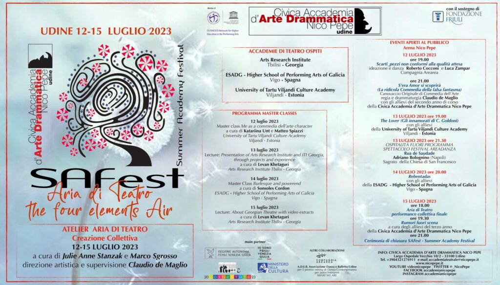 SAFest 2023 Summer Academy Festival “Aria di Teatro, the four elements Air” - SAFest 2023 Summer Academy Festival, Aria di Teatro, the four elements Air