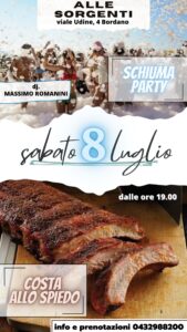 schiuma party con costa alla brace