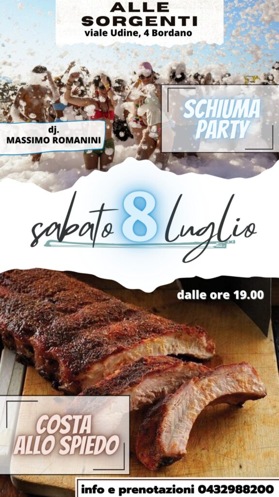 schiuma party con costa alla brace - EventiFVG.it