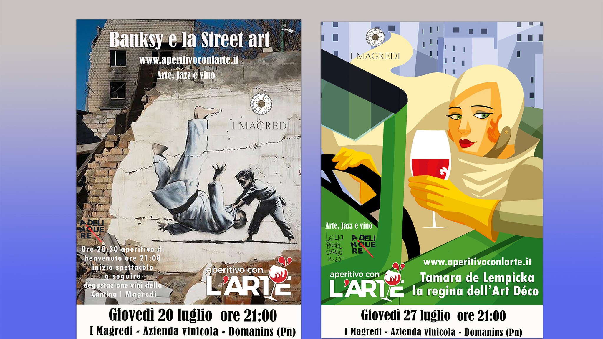 I giovedì dell'Aperitivo con l'Arte a I Magredi - Arte, Jazz e Vino- Banksy e Tamara de Lempicka - EventiFVG.it