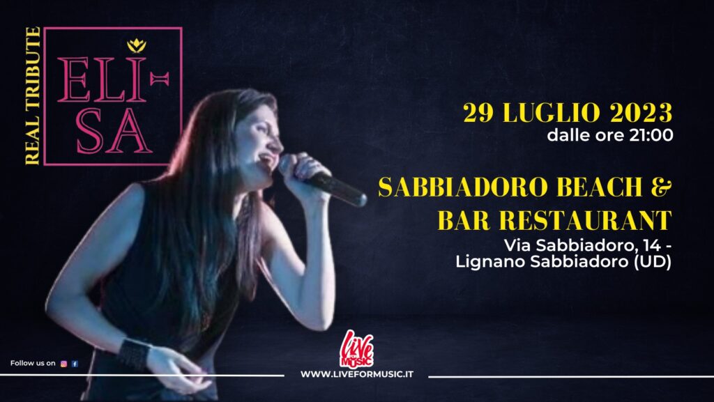 Elisa Real Tribute @ SABBIADORO BEACH BAR & RESTAURANT - Elisa Real Tribute @ SABBIADORO BEACH BAR & RESTAURANT - EventiFVG.it