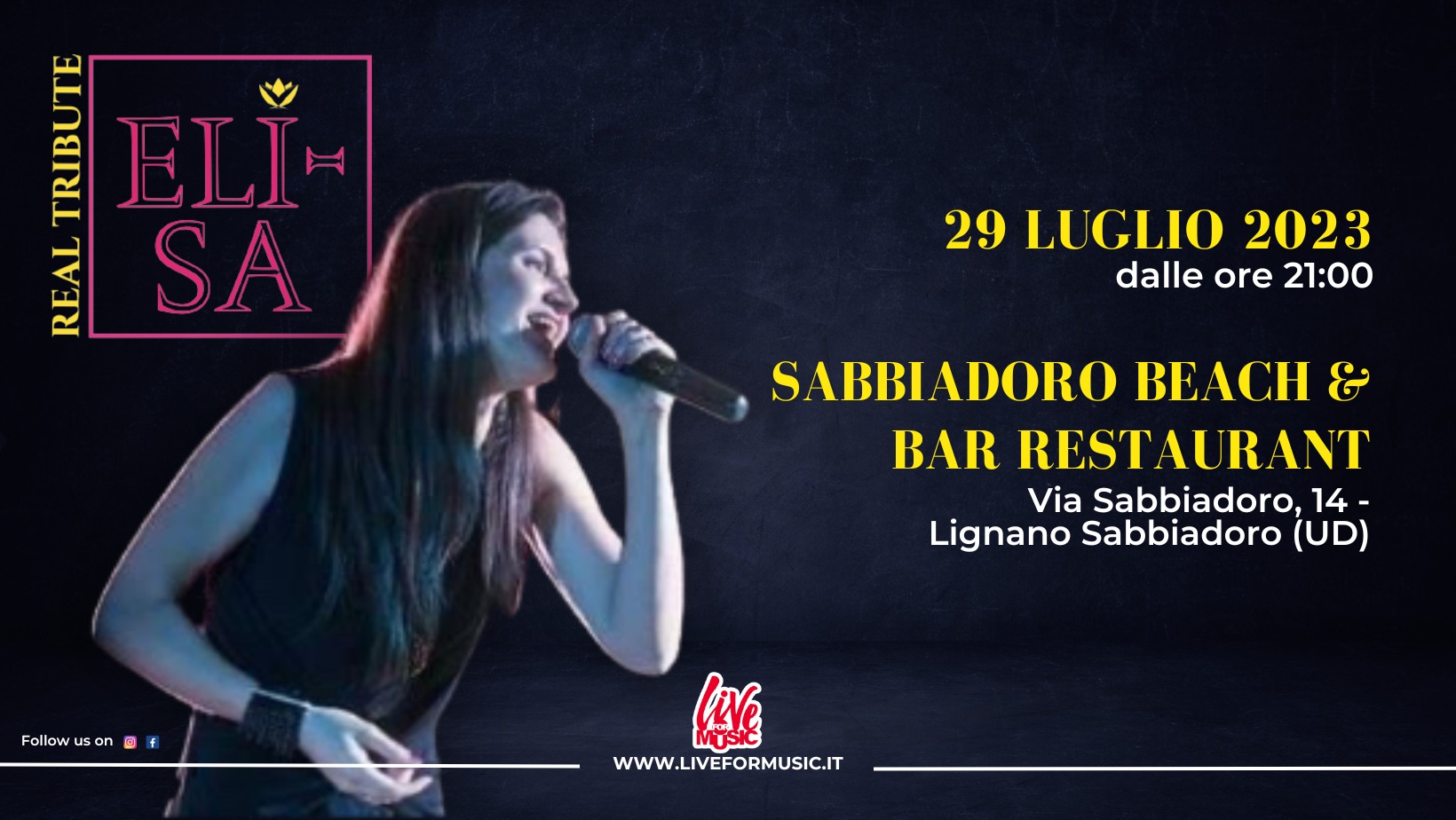 Elisa Real Tribute @ SABBIADORO BEACH BAR & RESTAURANT - EventiFVG.it