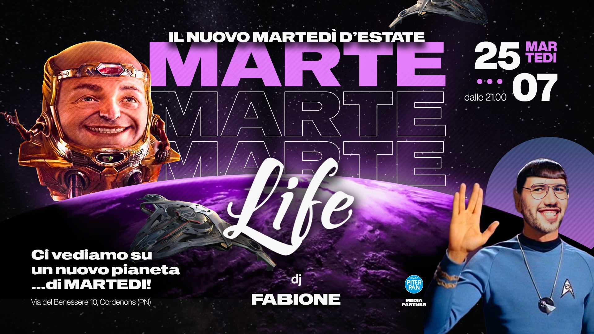 MARTE, il nuovo Martedì - al LIFE Cordenons (Pn) - con Dj FABIONE 🖖🏻 - EventiFVG.it