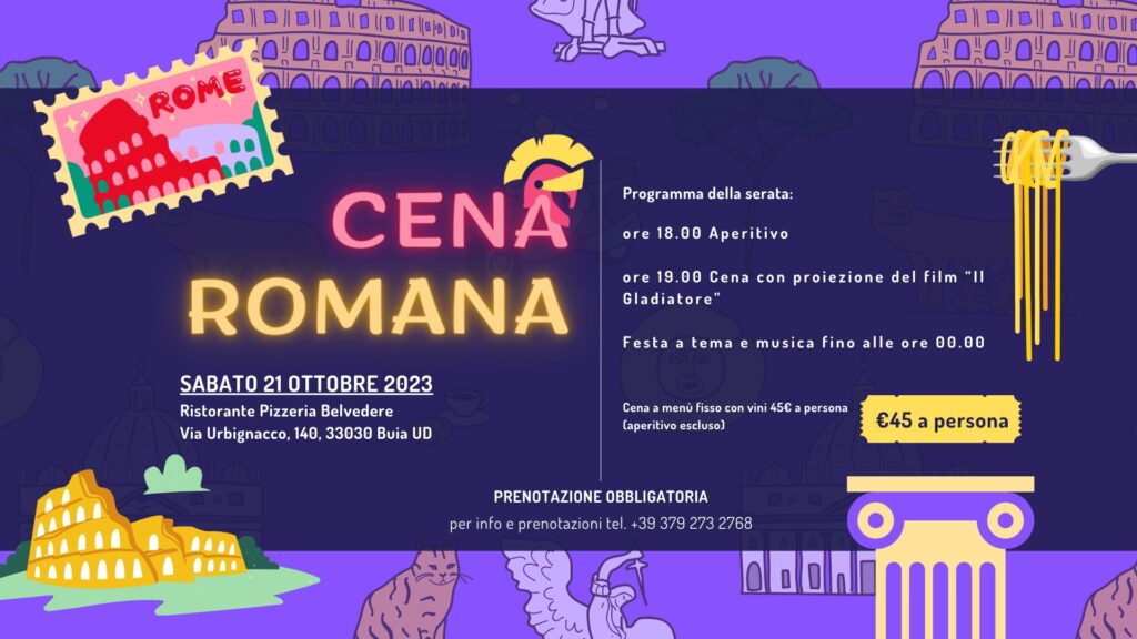 🇮🇹 CENA ROMANA A TEMA - APERITIVO & FESTA 🍝 - EventiFVG.it