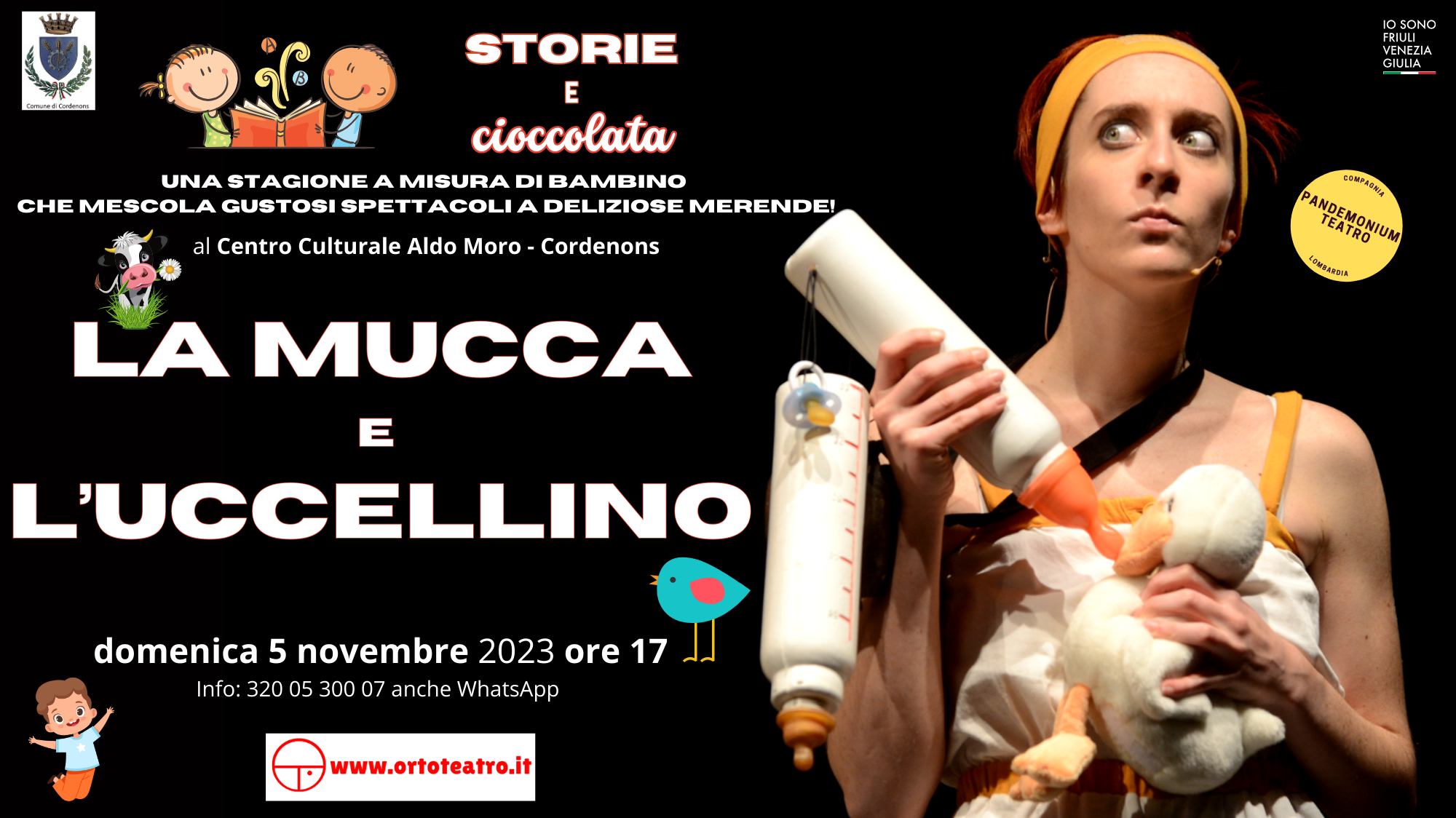 A Cordenons Storie e Cioccolata LA MUCCA E L’UCCELLINO spettacolo per bambini e famiglie - A Cordenons Storie e Cioccolata LA MUCCA E L’UCCELLINO spettacolo per bambini e famiglie - EventiFVG.it