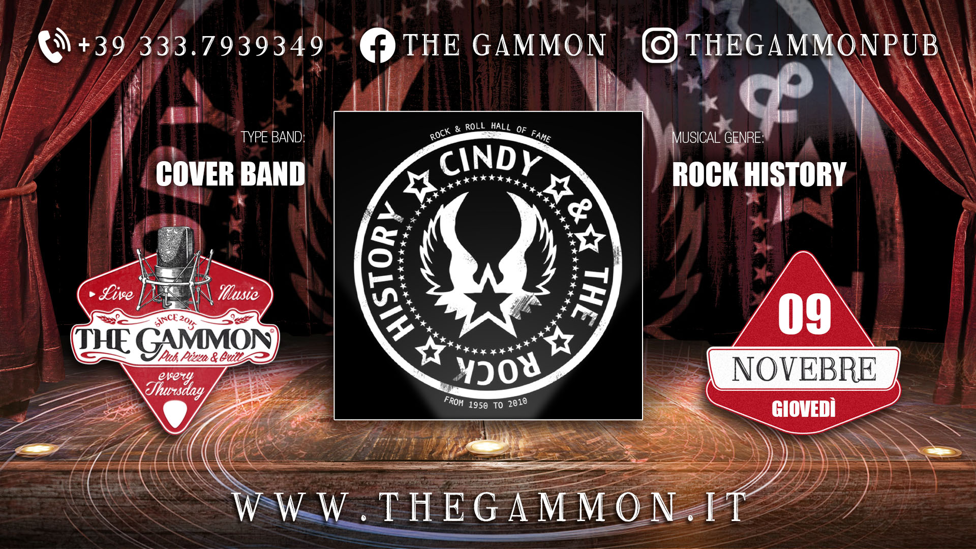 Live Music: Giovedì 09 Novembre "CINDY & THE ROCK HISTORY" - EventiFVG.it