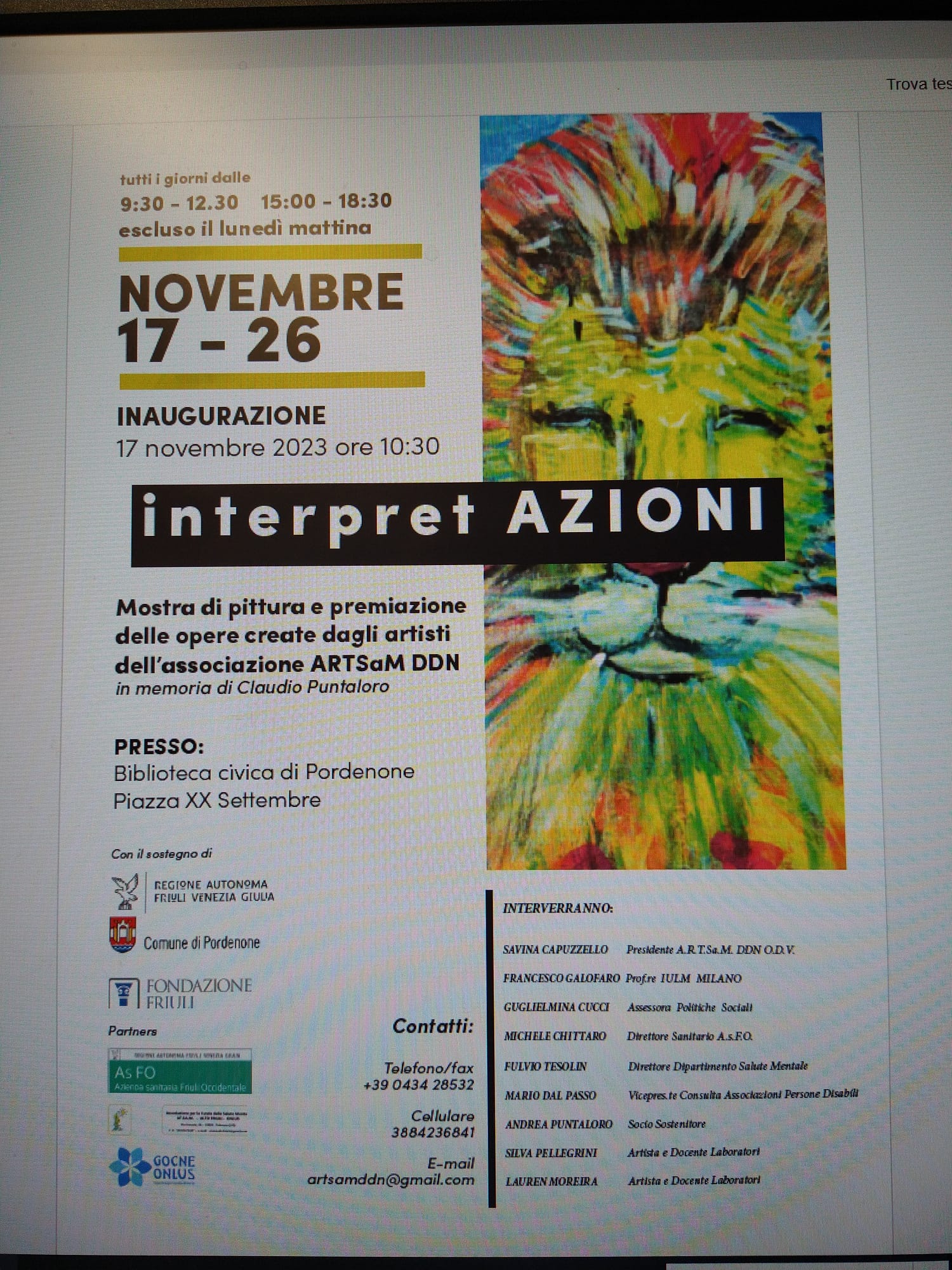 Inaugurazione mostra di pittura "interpret AZIONI" - EventiFVG.it