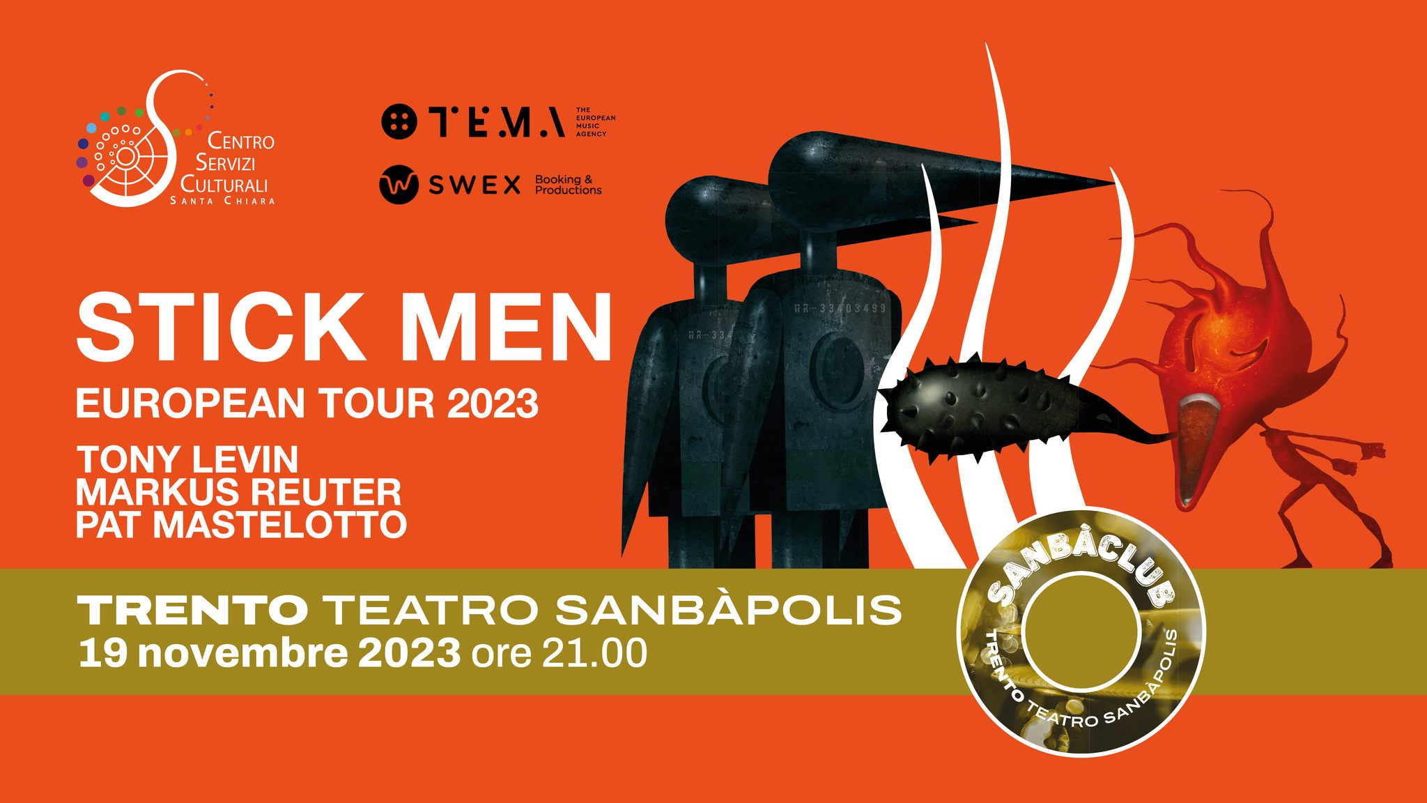 STICK MEN | Tony Levin, Markus Reuter e Pat Mastelotto | SambaClub Trento - EventiFVG.it