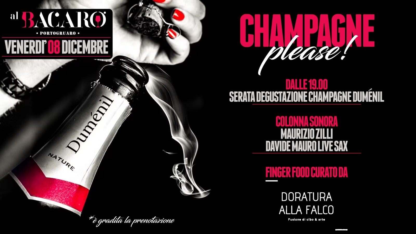 Venerdì 8 Dicembre_ Champagne please ! Serata Dumenil al Bacaro - EventiFVG.it