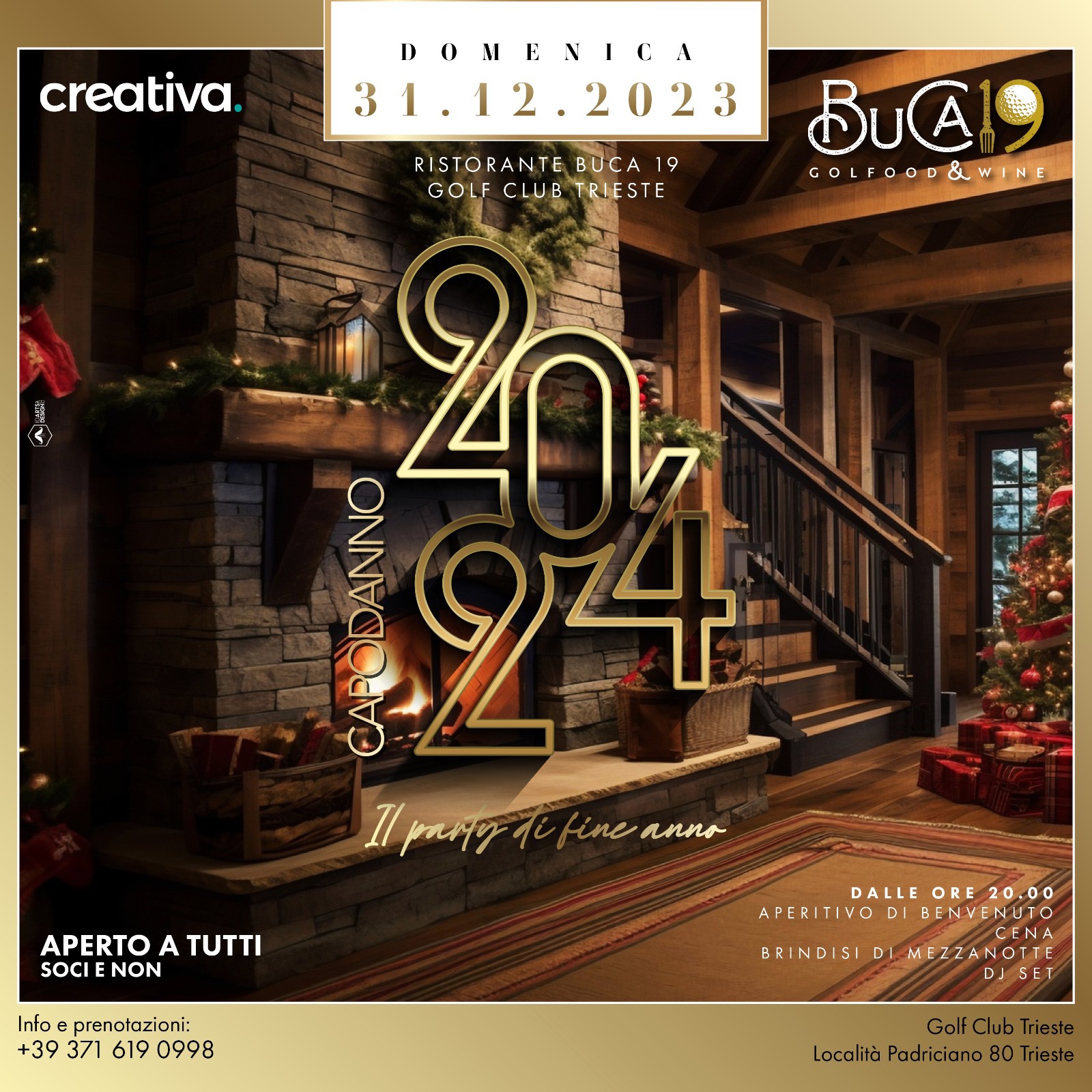 CAPODANNO 2024 🥂 Buca19 - GolfClub & Creativa - EventiFVG.it