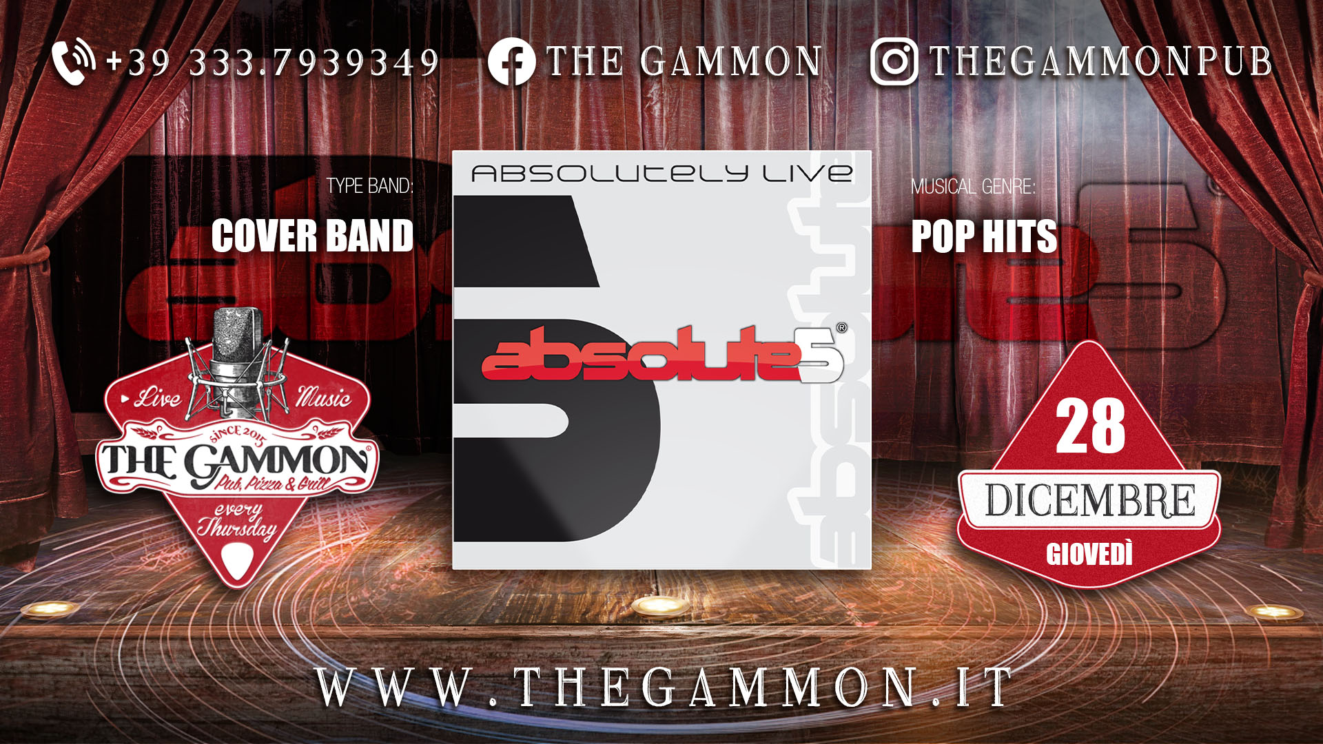 Live Music: Giovedì 28 Dicembre "Absolute5" Party Band - EventiFVG.it