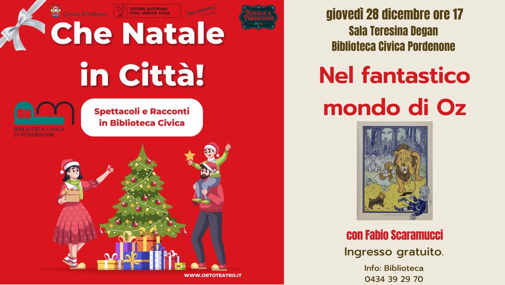 CHE NATALE IN CITTÀ! Ortoteatro presenta NEL FANTASTICO MONDO DI OZ - EventiFVG.it
