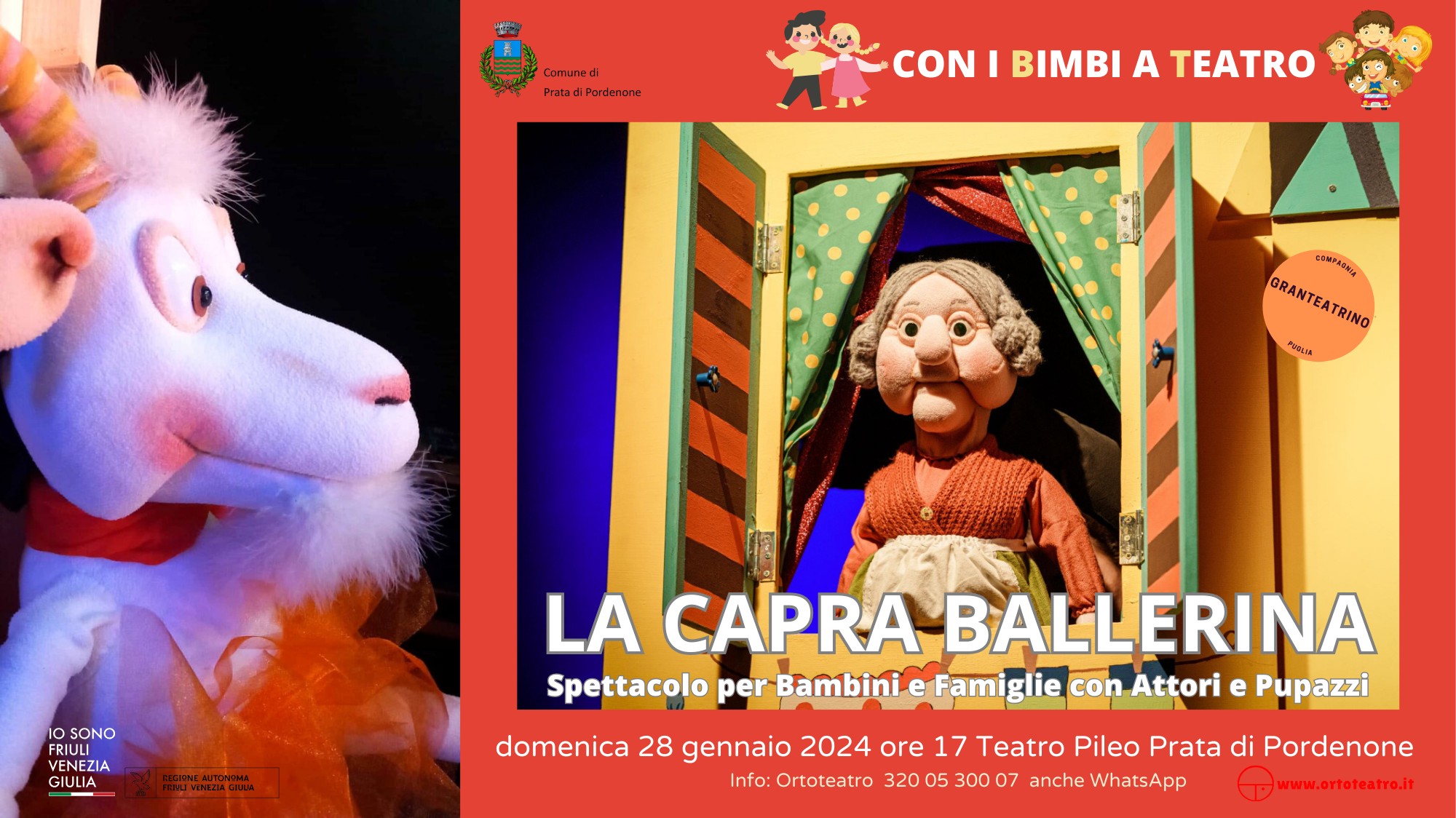 A Prata di Pordenone LA CAPRA BALLERINA spettacolo per bambini e famiglie - EventiFVG.it