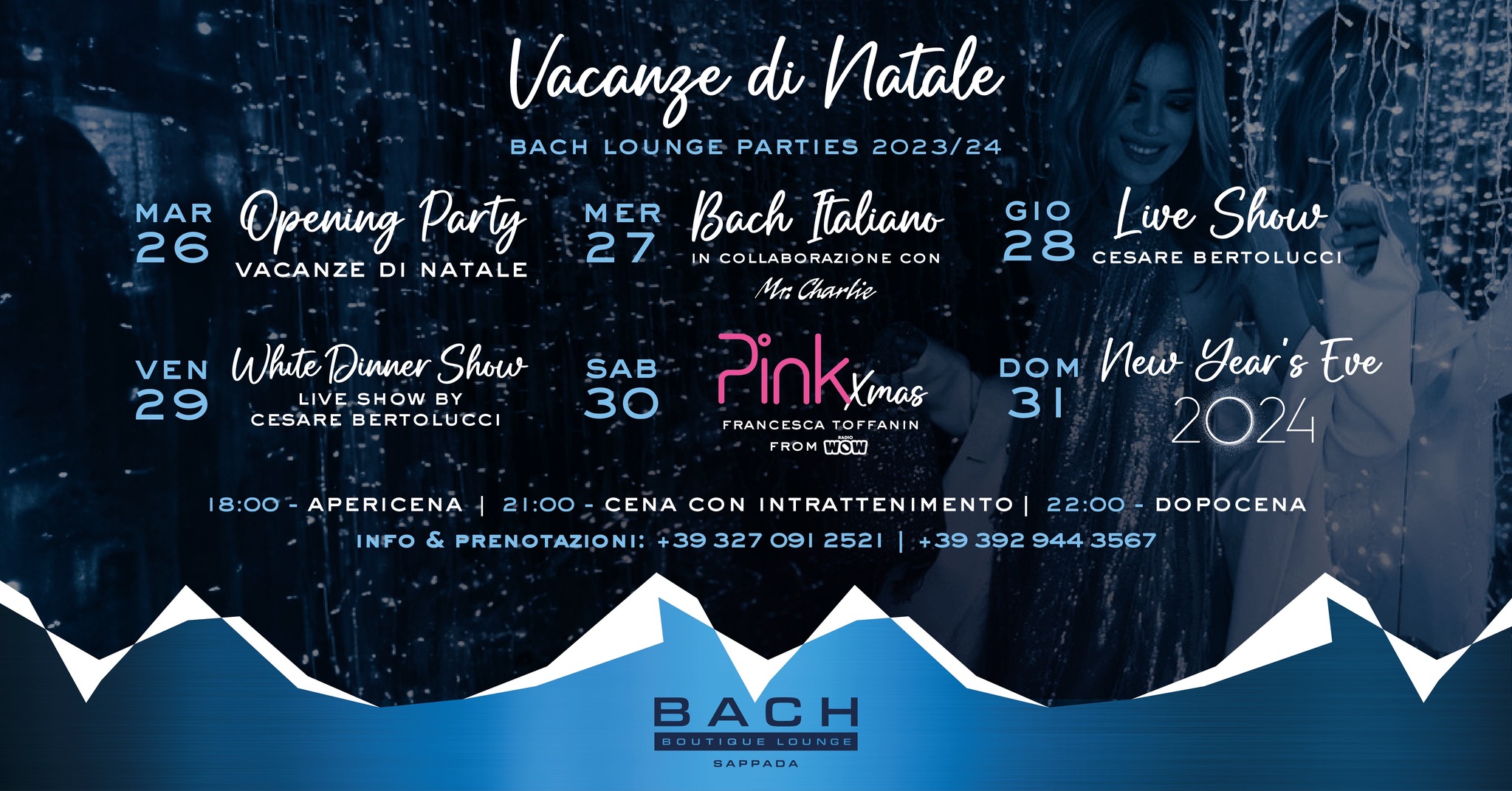 VACANZE DI NATALE | Bach Lounge Parties 2023/24 | Bach Boutique Hotel - EventiFVG.it