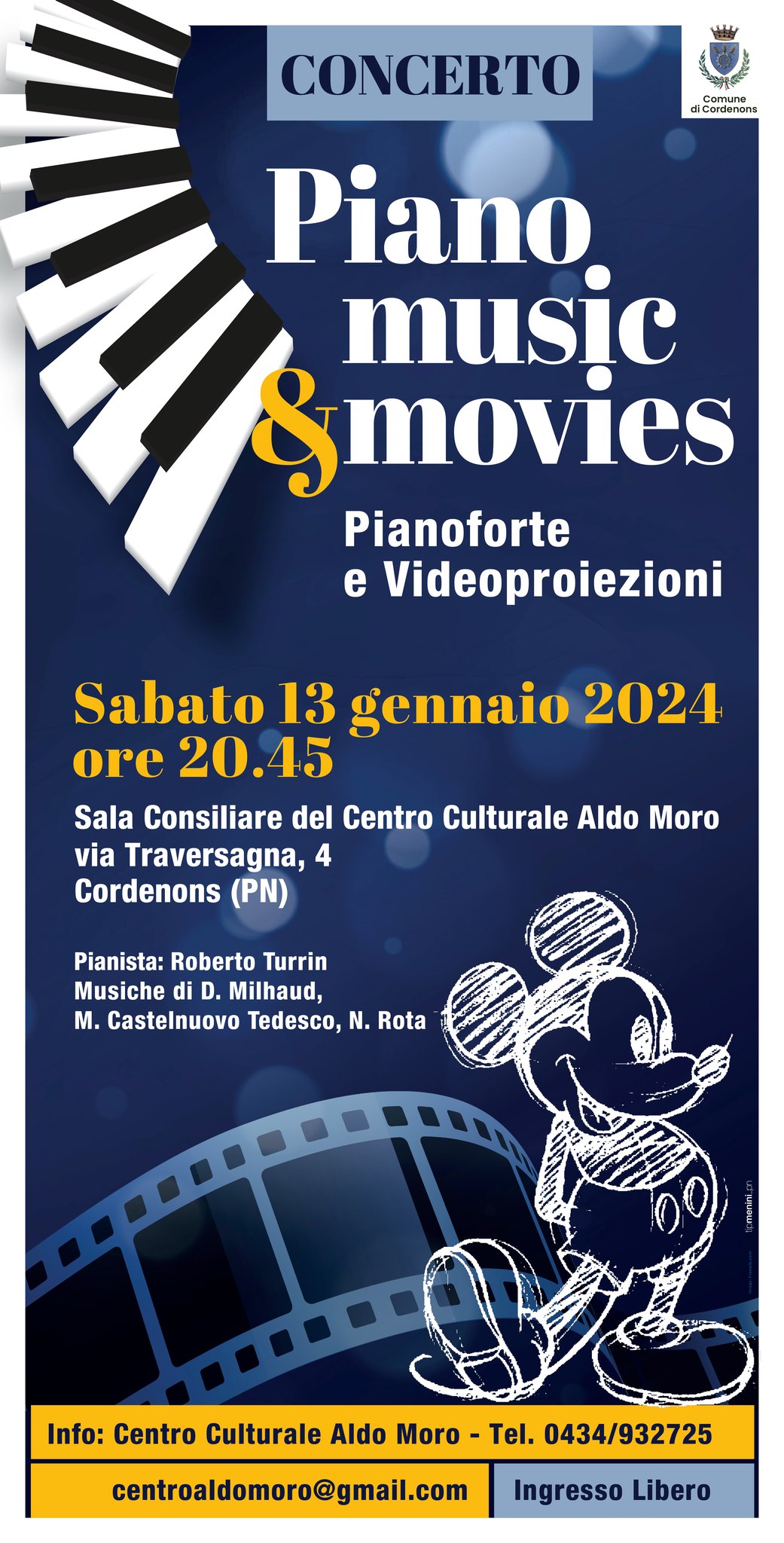 A Cordenons il Concerto Piano, music & movies Pianista: Roberto Turrin - EventiFVG.it