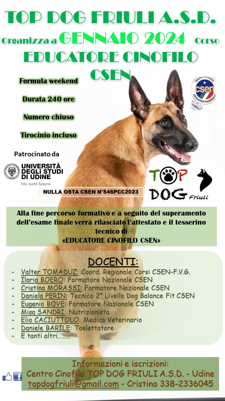 Corso di formazione nazionale per EDUCATORE CINOFILO CSEN - EventiFVG.it