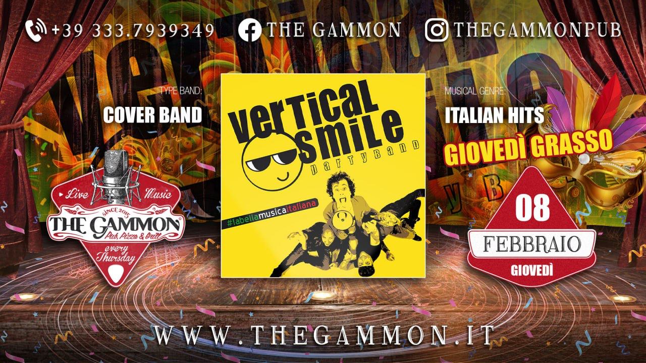 Live Music: Giovedì 08 Febbraio "Vertical Smile" Giovedì GRASSO - EventiFVG.it