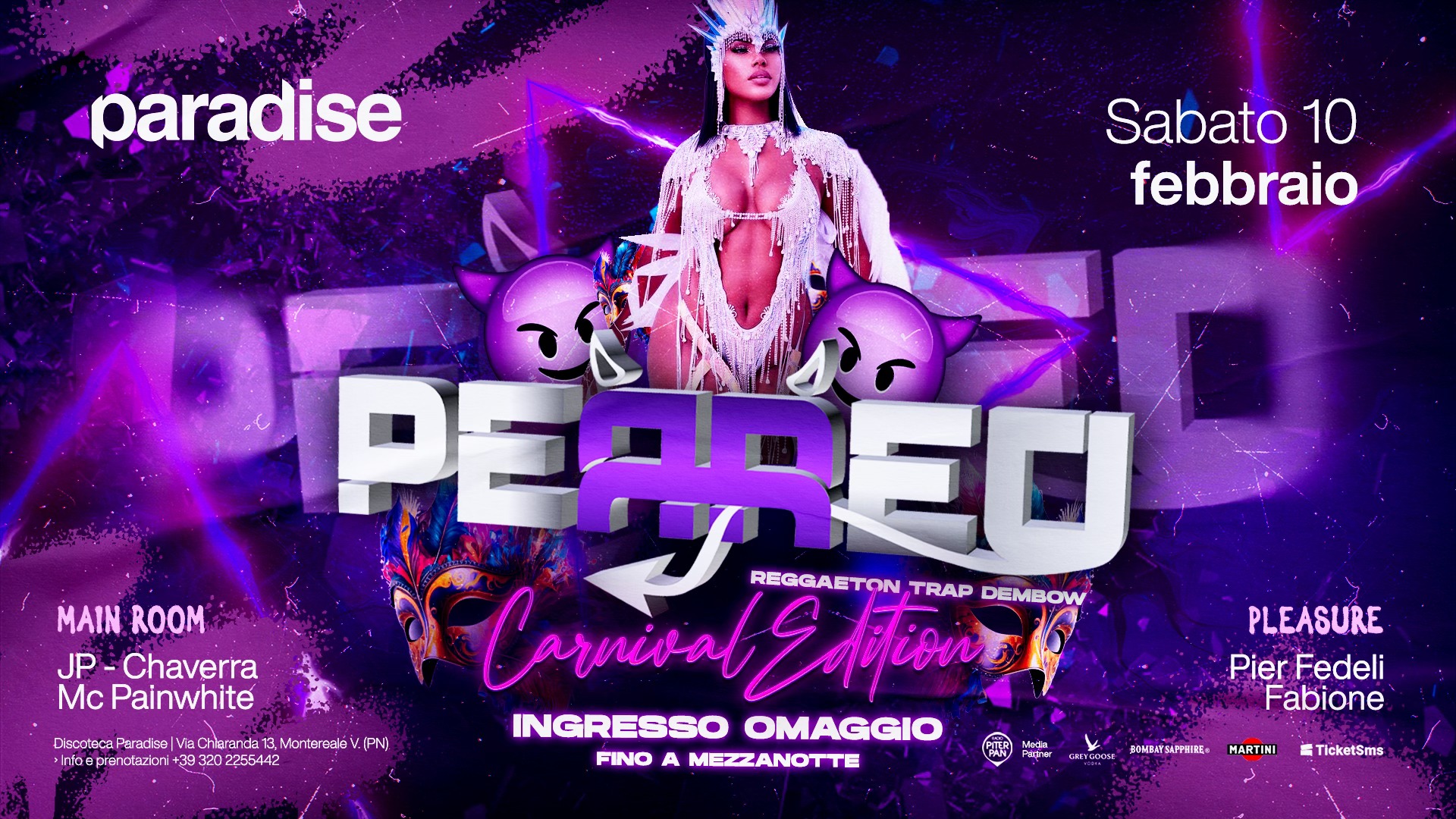 PERREO Carnival Edition • INGRESSO OMAGGIO fino a mezzanotte • Paradise - EventiFVG.it