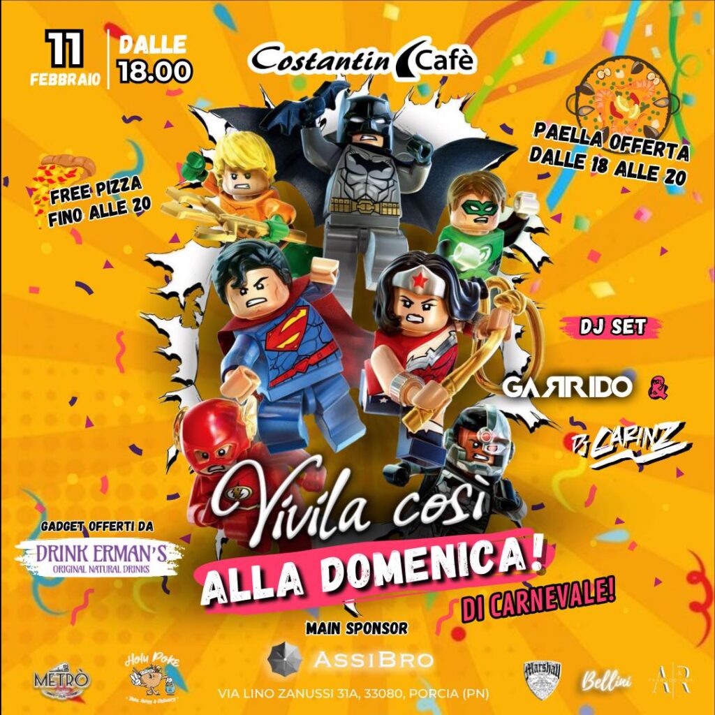 VIVILA COSÌ ALLA DOMENICA DI CARNEVALE - 11 FEBBRAIO 2024 - COSTANTIN CAFÈ - VIVILA COSÌ ALLA DOMENICA DI CARNEVALE - 11 FEBBRAIO 2024 - COSTANTIN CAFÈ - EventiFVG.it